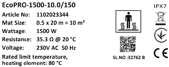 Комплект Мат нагрівальний Warmstad Max EcoPRO-1500-10.0/150 W/m2 з терморегулятором RTP інструкція - зображення 6