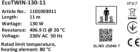 Комплект Кабель нагрівальний Warmstad Max EcoTWIN-130-11 W/m з терморегулятором RTP інструкція - зображення 6