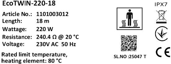 Комплект Кабель нагревательный Warmstad Max EcoTWIN-220-18 W/m с терморегулятором RTP инструкция - изображение 6