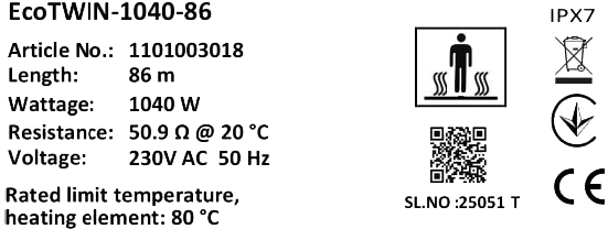 Комплект Кабель нагревательный Warmstad Max EcoTWIN-1040-86 W/m с терморегулятором RTP инструкция - изображение 6