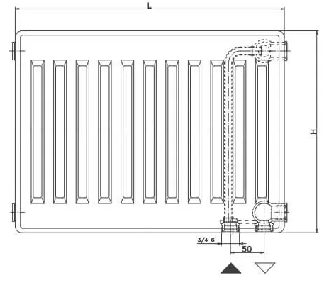 Delonghi Plattella V6 L тип 22, 600x1400, 3057 Ватт Габаритні розміри