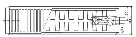 DeLonghi Plattella V6 L тип 33, 500x2600, 7036 Ватт, нижнее/боковое подкл. Габаритные размеры