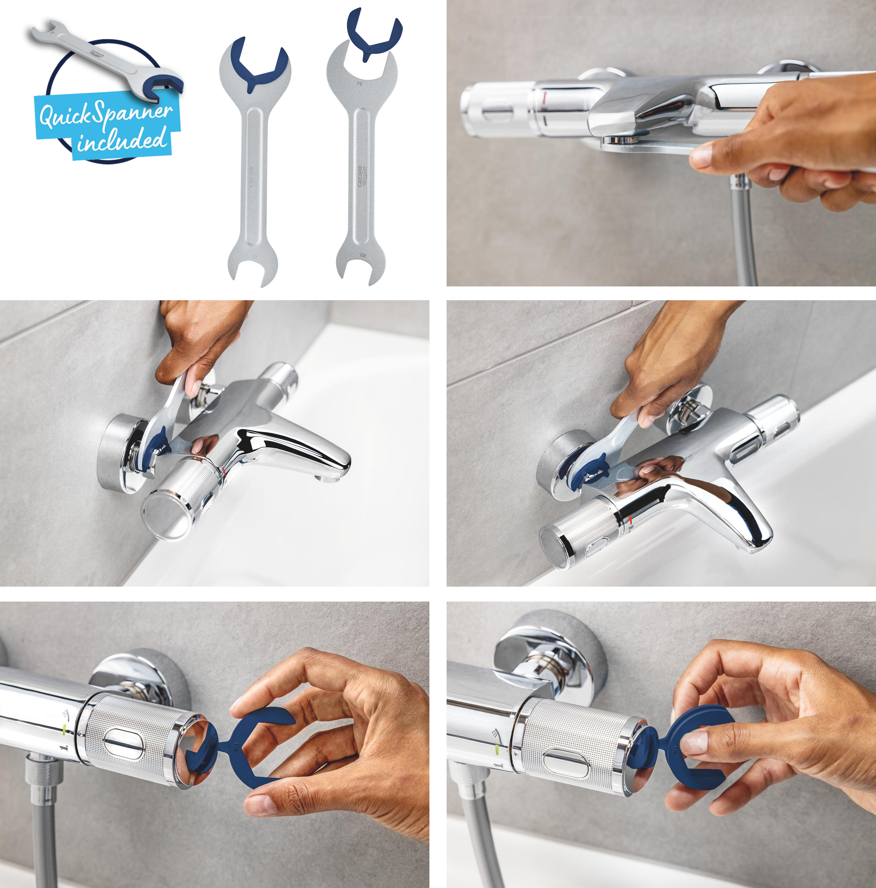 обзор товара Душевая система с термостатом Grohe QuickFix Vitalio Comfort System 250 26677001 - фотография 12