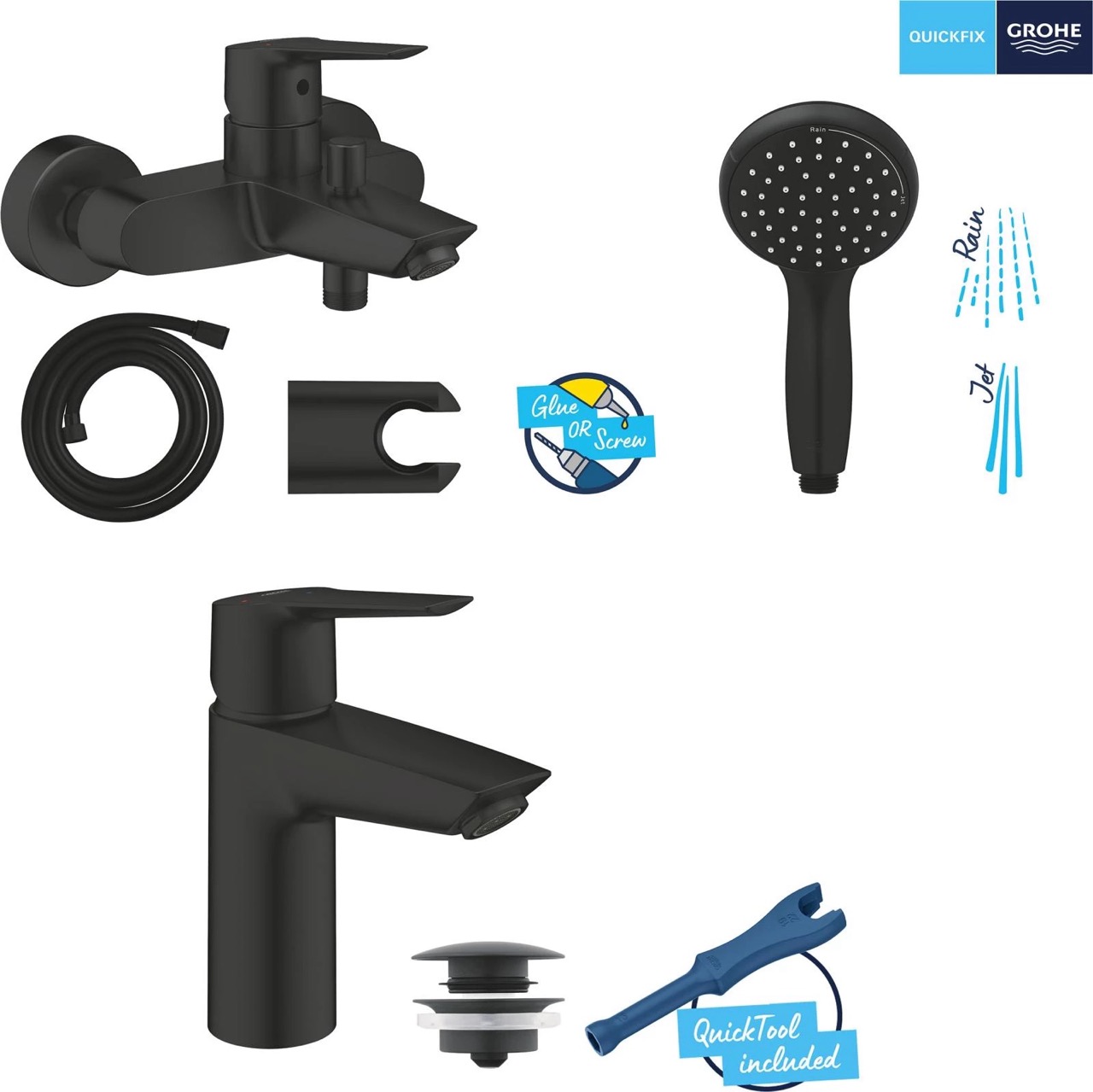 Набор смесителей Grohe QuickFix Start Black UA303301SQ характеристики - фотография 7