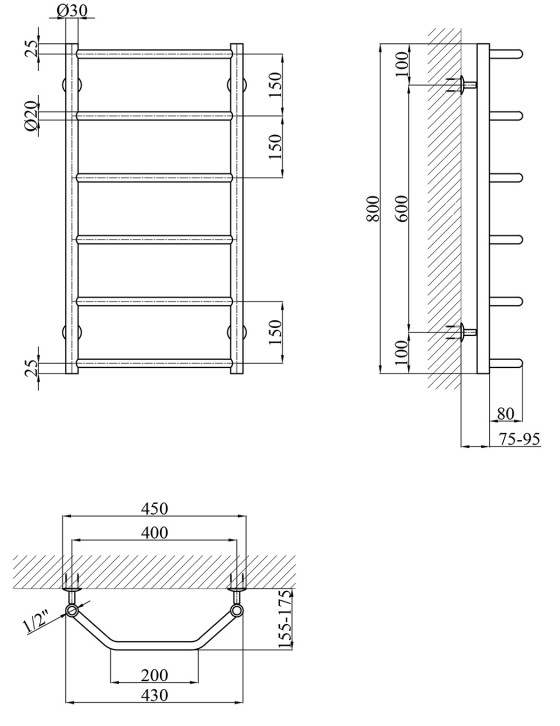 Kroner Трапеция ДТ04 800x430/6 Габаритные размеры