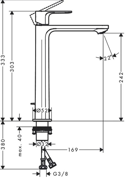 Hansgrohe Rebris E 72581670 Габаритные размеры