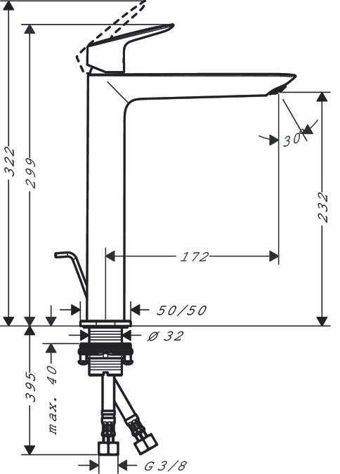 Hansgrohe Logis 71257000 хром Габаритні розміри