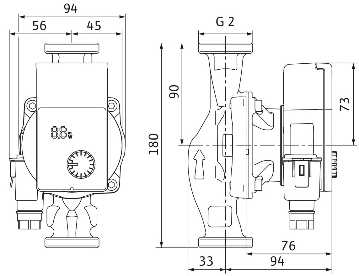 Wilo Yonos PICO1.0 30/1-4 (4248088) Габаритні розміри