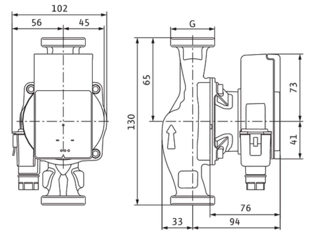 Wilo Atmos PICO 15/1-6 (4232692) Габаритные размеры