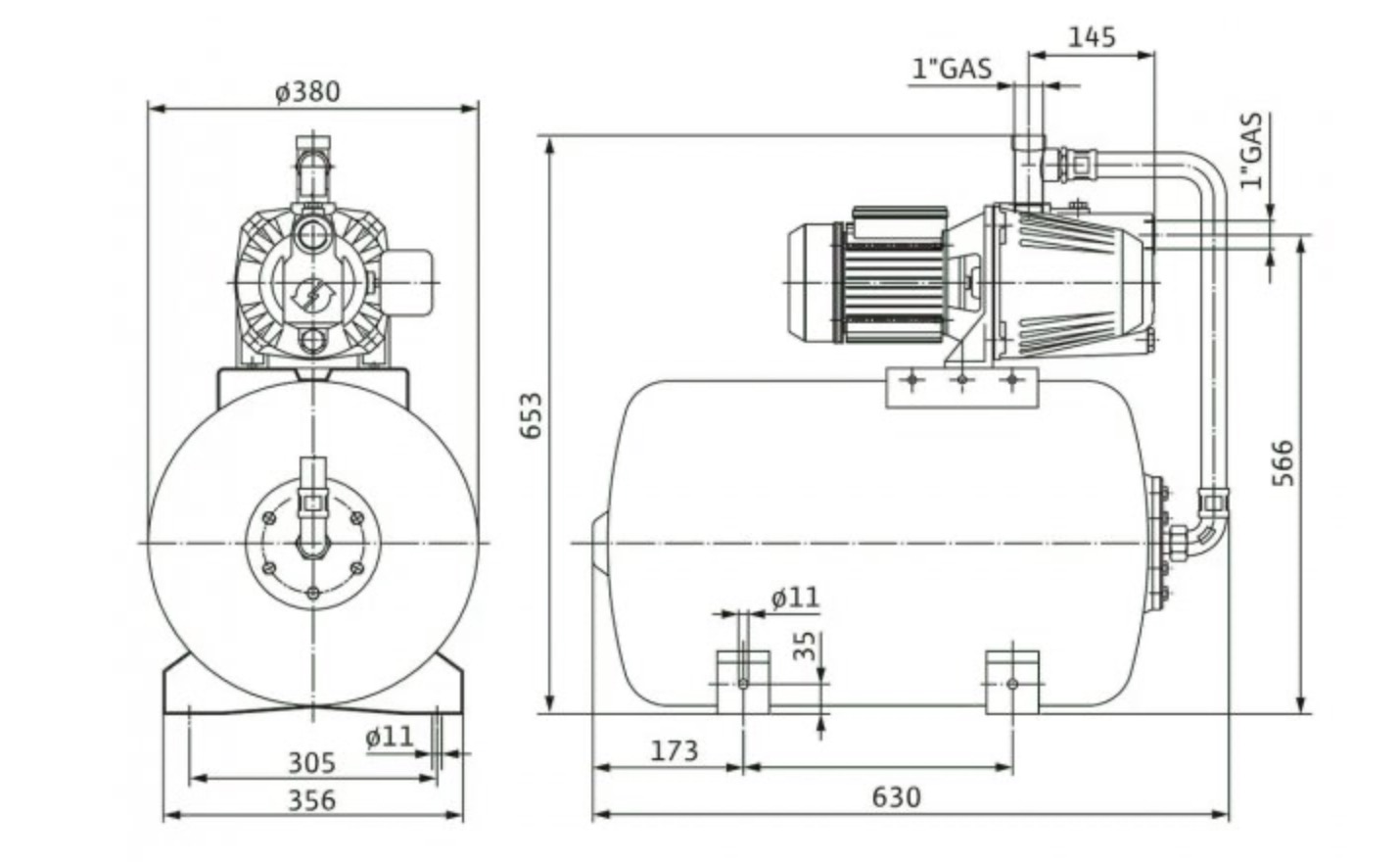 Wilo Initial Jet System 4-4-50 (4168024) Габаритні розміри