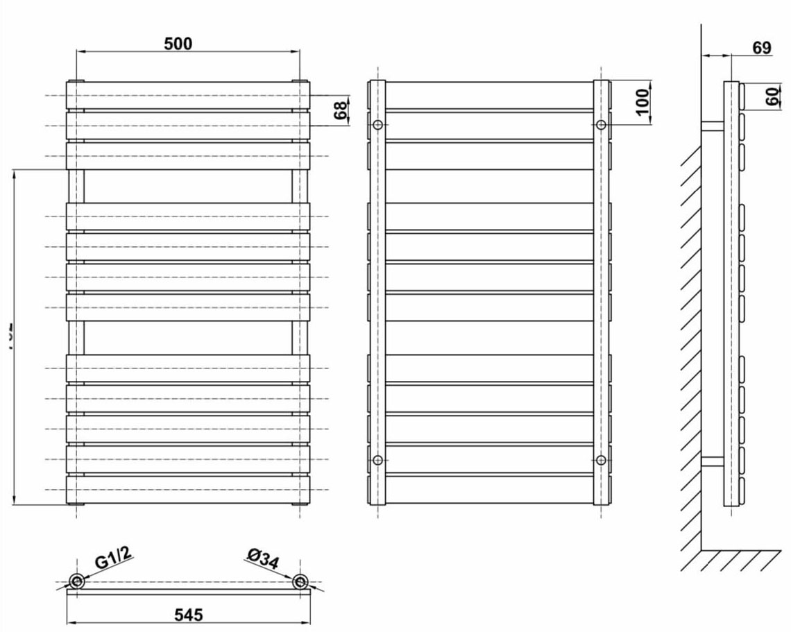 ArttiDesign Vence 12/952 сірий матовий (VN.12.55.95.G) Габаритні розміри