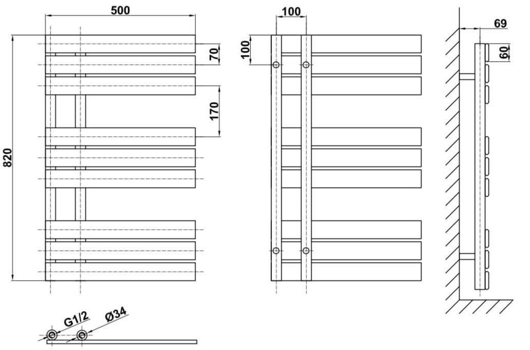 ArttiDesign Antibes 9/820 чорний матовий Габаритні розміри