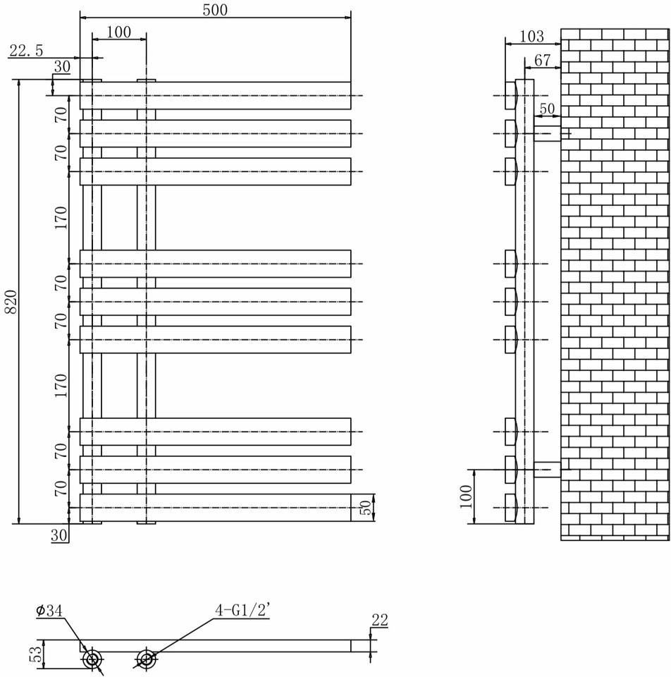 ArttiDesign Bonson 9/820 чорний матовий Габаритні розміри