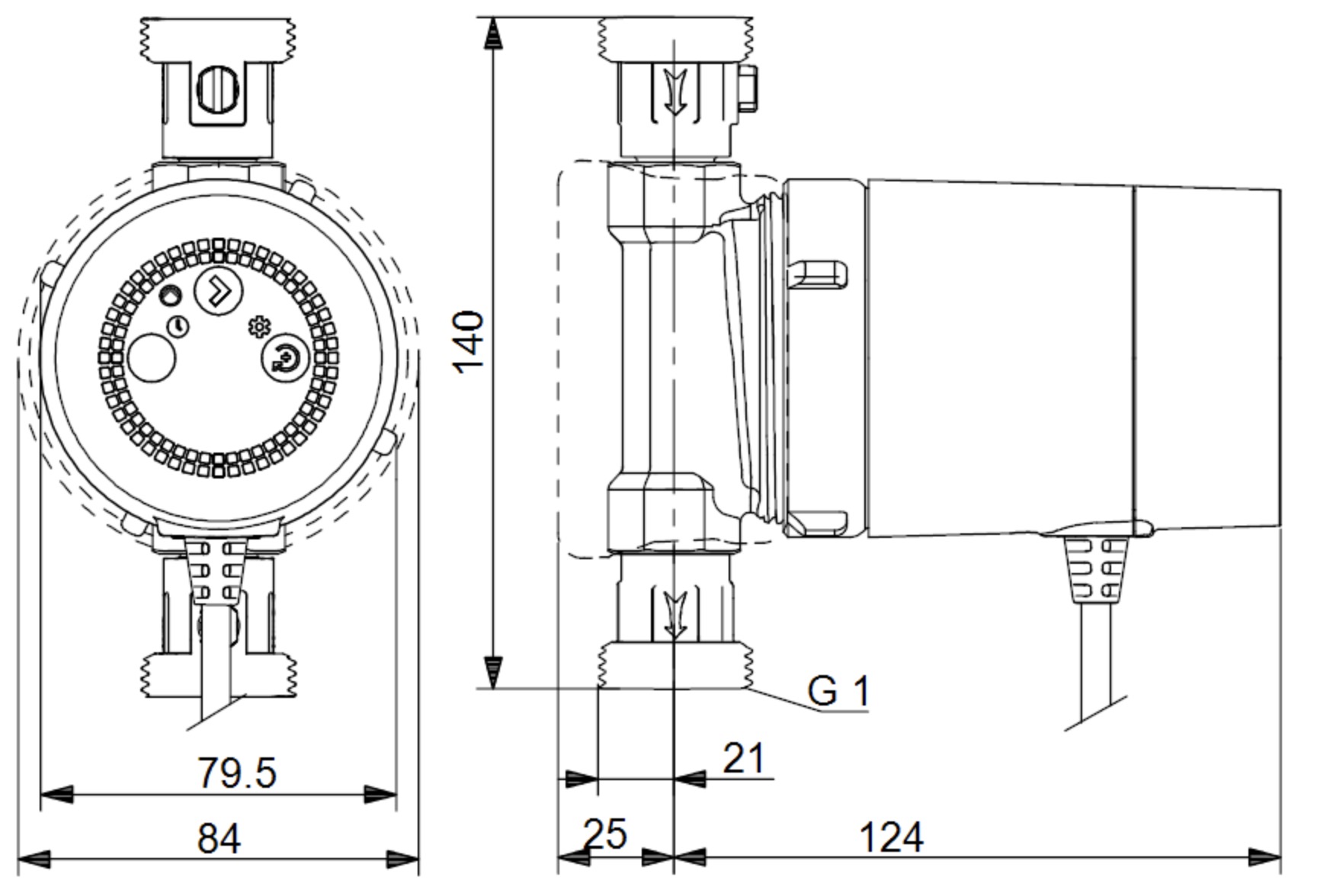 Grundfos Comfort 15-14 BXDT PM (99831281) Габаритні розміри