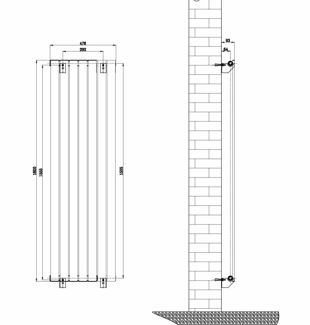 ArttiDesign Livorno 7/1600/476/50 серый матовый Габаритные размеры