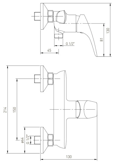 Volle SET20230931 набор душевой, гарнитур душевой (15193100+t03800101LX) Габаритные размеры