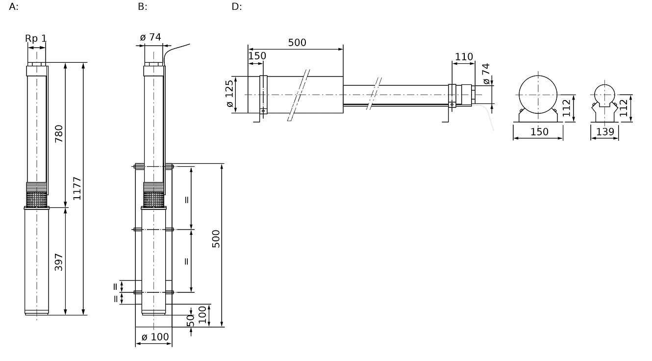 Wilo Sub TWU 3-0123 (4090890) Габаритні розміри