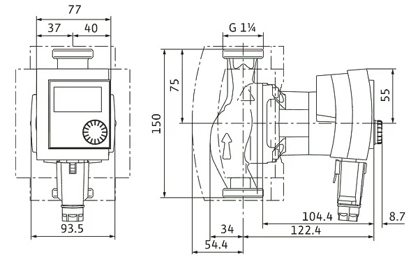 Wilo Stratos PICO-Z 20/1-6 180 (4216471) Габаритні розміри