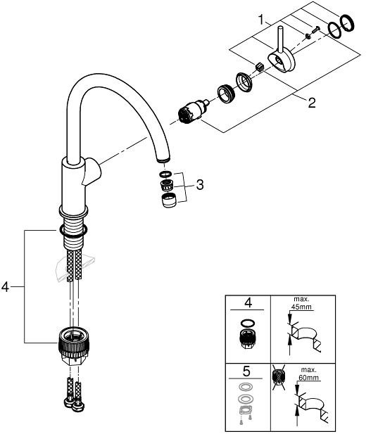 Grohe BauClassic 31535001 Габаритні розміри