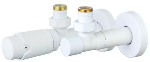 Комплект кранів ArttiDesign з термоголовкою 1/2” x 1/2” білий матовий в інтернет-магазині, головне фото