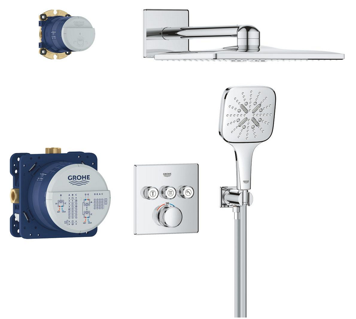 Душевая система Grohe Grohtherm SmartControl Rainshower SmartActive 310 Cube 34864000 цена 35955 грн - фотография 2