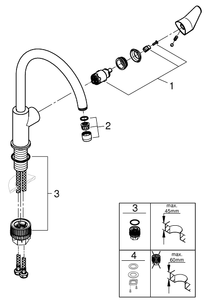 Grohe Start 31554001 Габаритные размеры