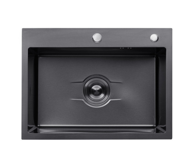 Кухонная мойка черная Kroner KRP Derby - 6050HM PVD ( 2,5/0,5 мм)