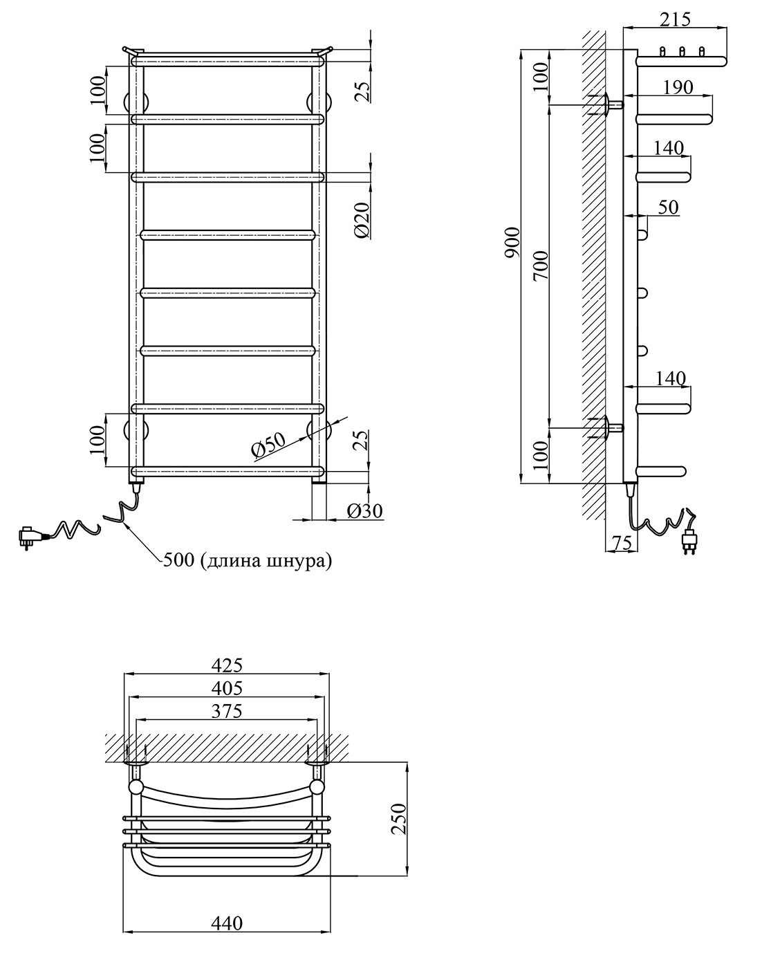 Kroner Канна ДК05EL 900x400/8 EL Габаритні розміри