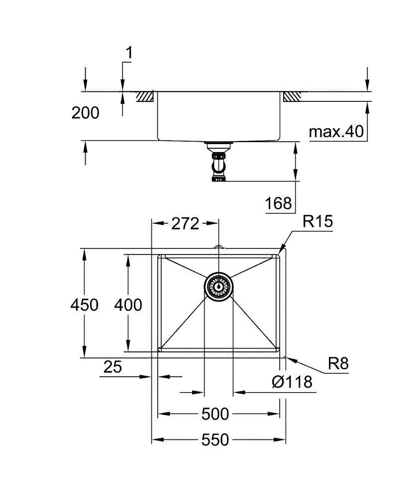 Grohe K700U 31574AL1 Габаритні розміри