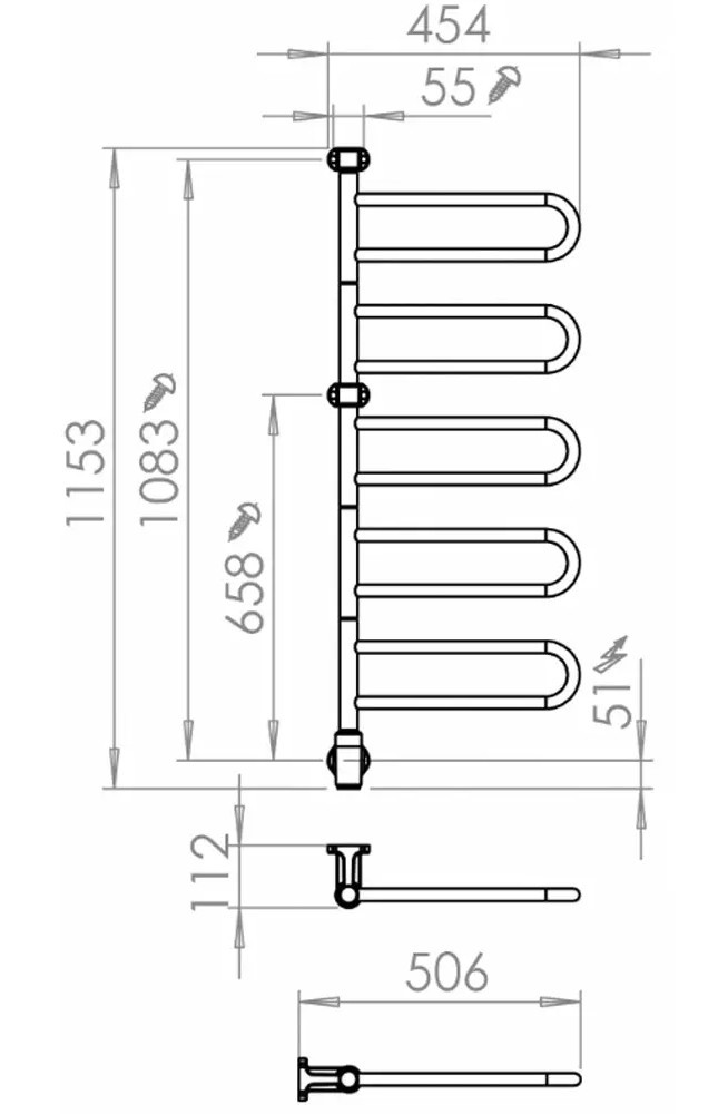 Pax Flex U 5/450, 454x1153 (26-1017) Габаритні розміри