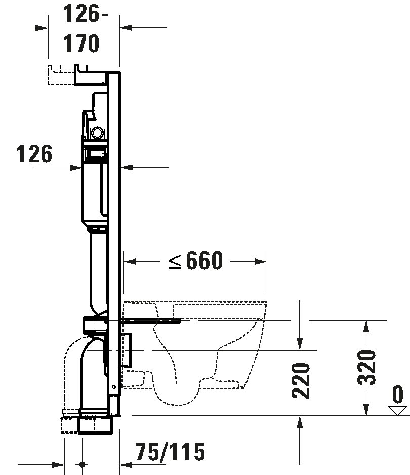 Duravit DuraSystem Basic WD1029000000 Габаритні розміри