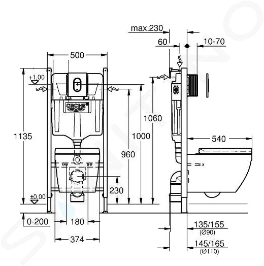 Grohe Solido 39700000 Габаритные размеры