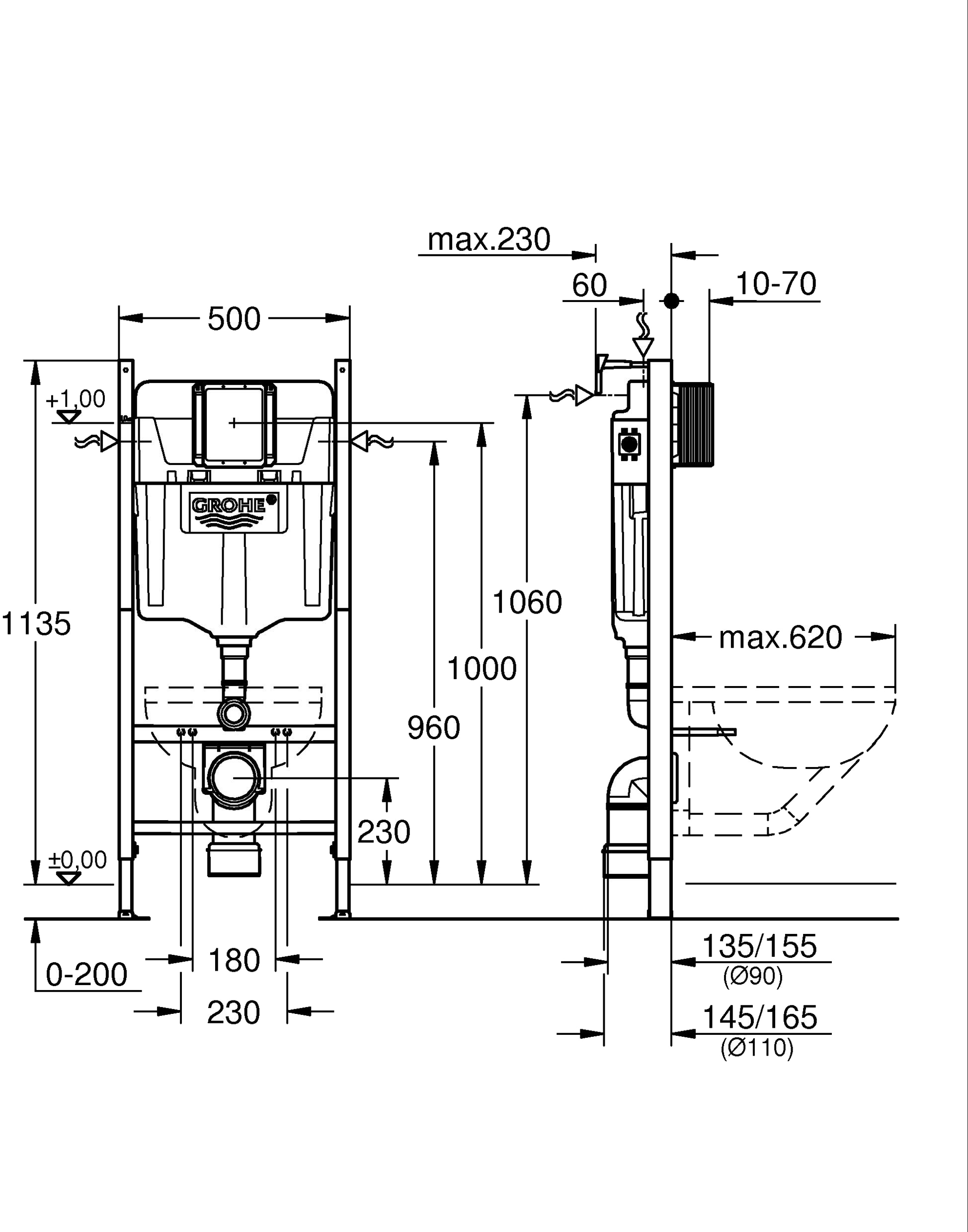 Grohe Solido Compact 38939000 Габаритні розміри