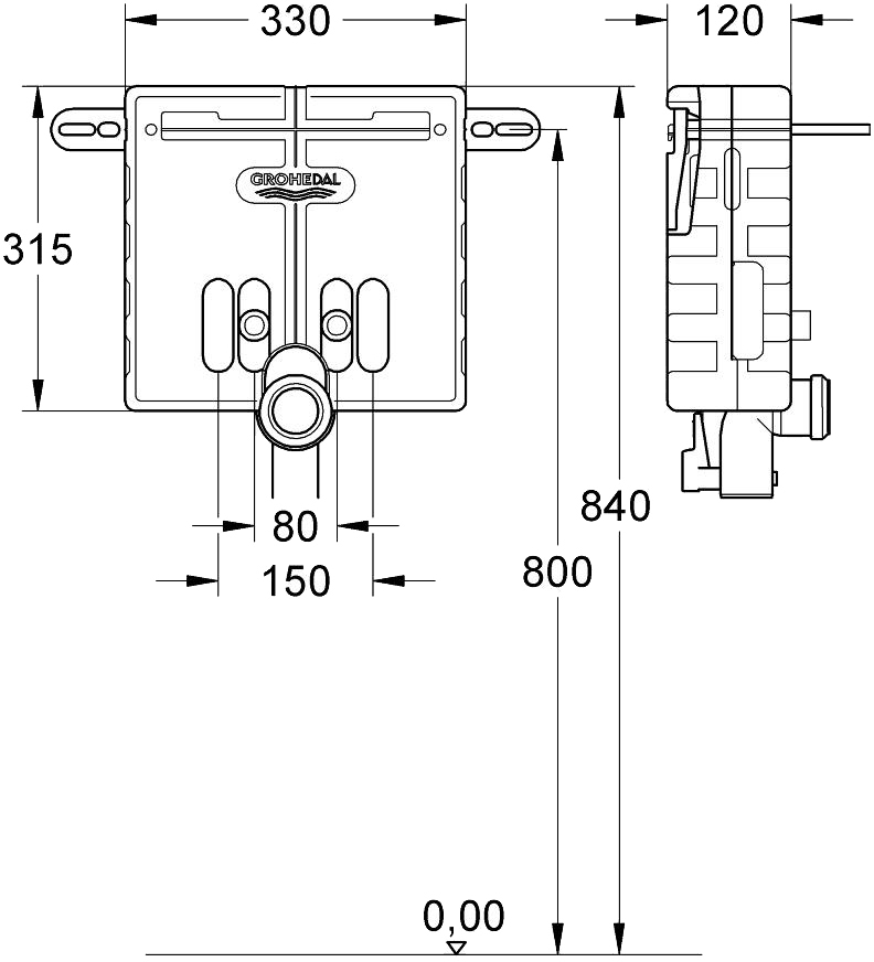 Grohe Uniset 37576000 Габаритні розміри