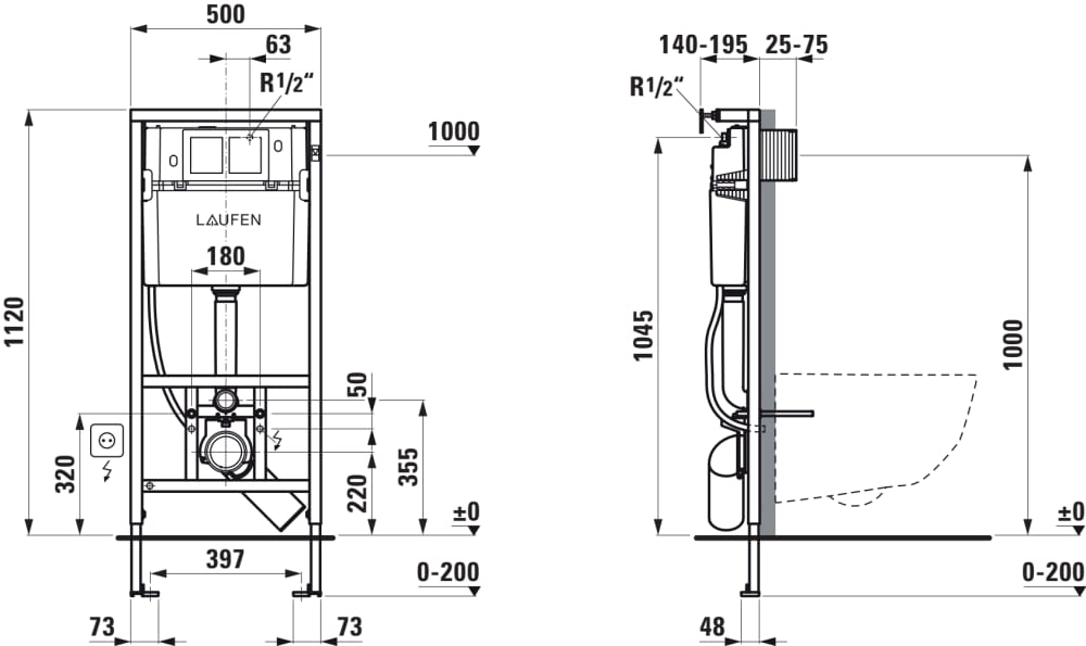 Laufen LIS CW2 H8946660000001 Габаритні розміри