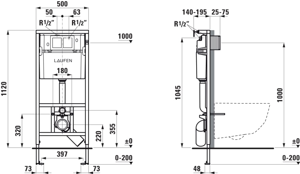 Laufen LIS CW1 H8946600000001 Габаритні розміри