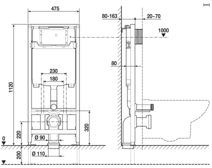 Roca Duplo A890070020 Габаритные размеры