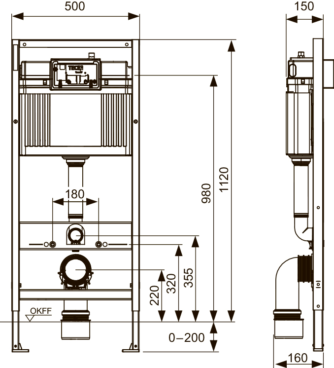 TECE TECEbase 9400401 Габаритні розміри