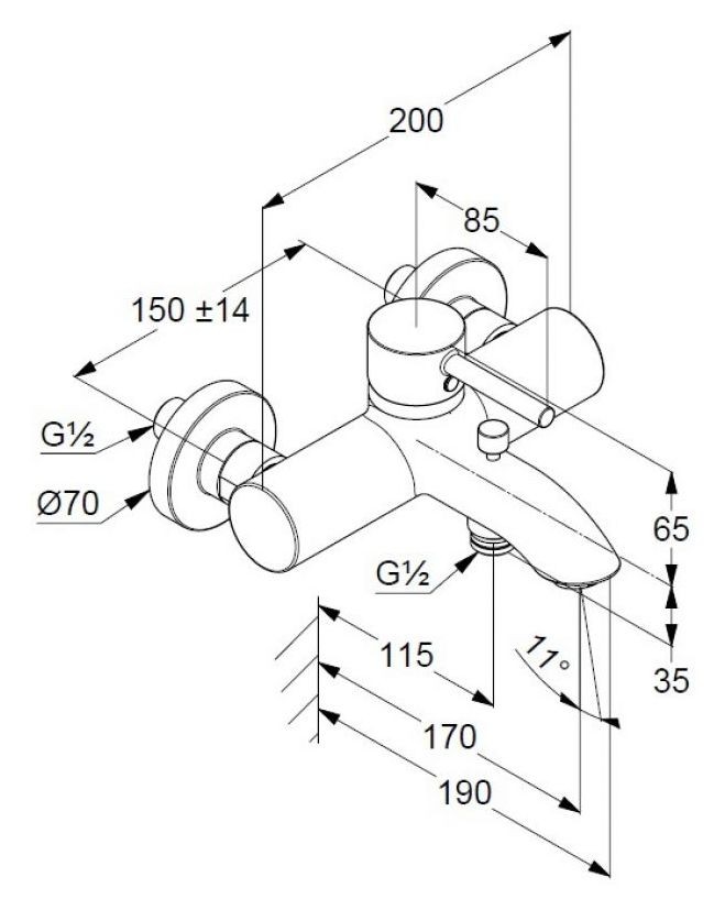 Kludi Bozz 386913976 Габаритные размеры