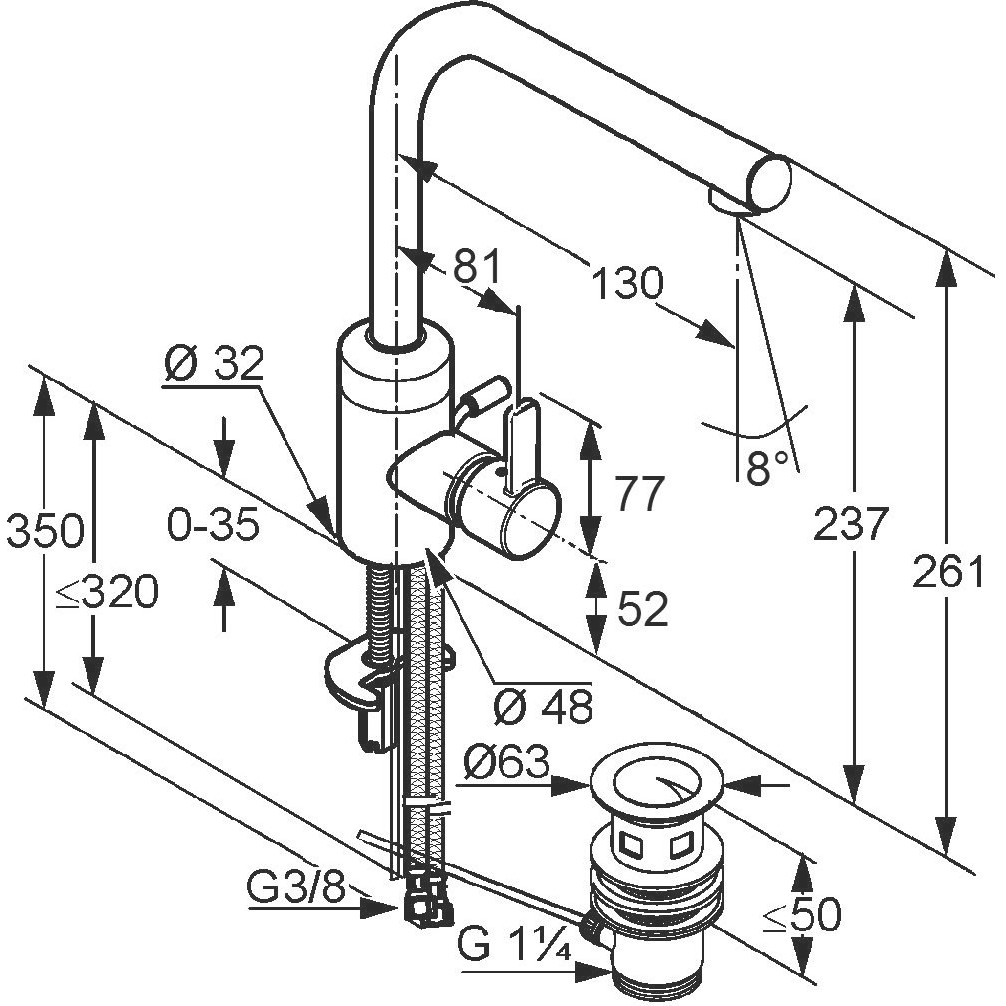 Kludi Zenta 382940575 Габаритные размеры