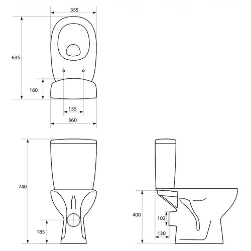 Cersanit Arteco 685 021 (K667-076) Габаритные размеры