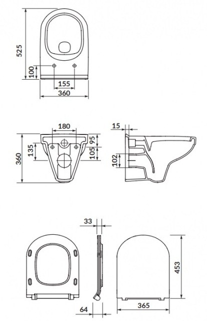 Cersanit СЕТ 472 ZIP Simpleon (S701-567) Габаритные размеры