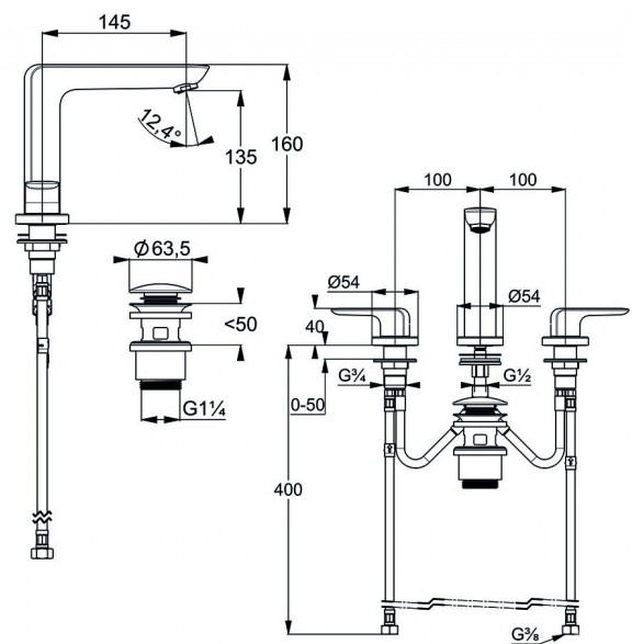 Kludi Ameo 413930575 Габаритні розміри