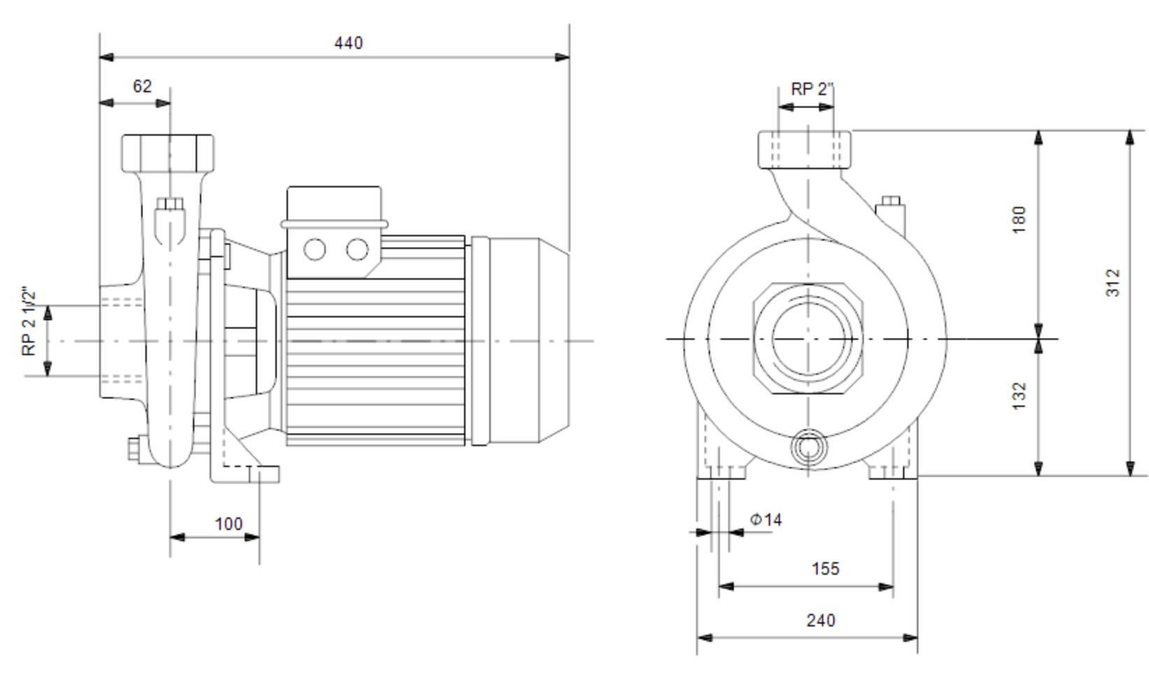 Grundfos NS 30-30 CVBP (98907044) Габаритные размеры