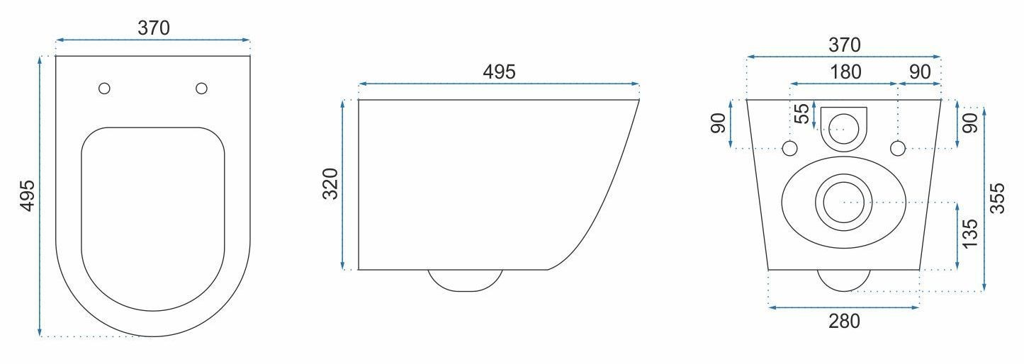 Rea Carlos Slim Rimless Aiax Shiny REA-C6385 Габаритні розміри