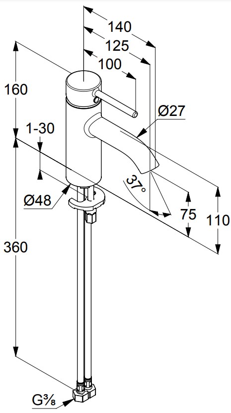 Kludi Bozz 382723976 Габаритные размеры