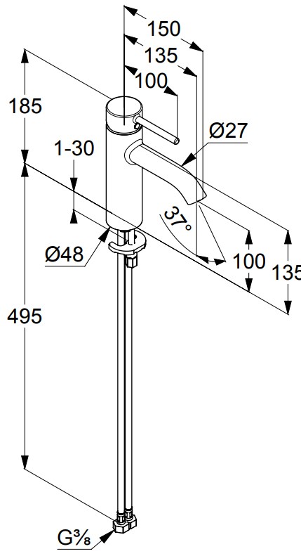 Kludi Bozz 382823976 Габаритні розміри