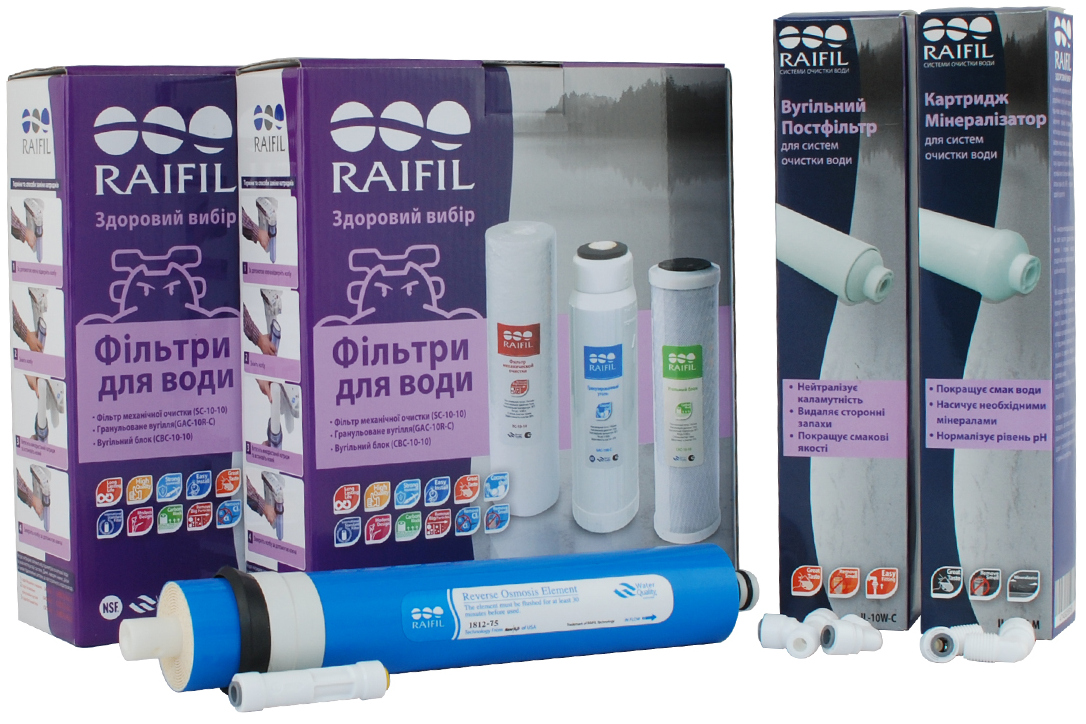 Комплект картриджей Raifil для фильтров Raifil Grando 6 с мембраной 100 GAL