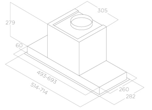 Elica Hidden Advance BL MAT/A/72 Габаритные размеры