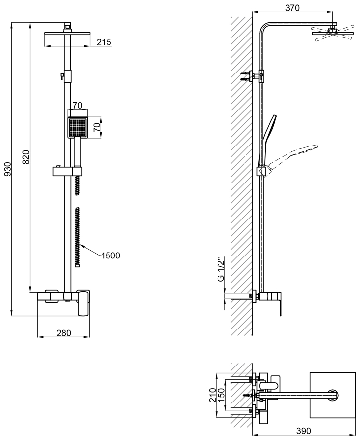 Qtap Capricorn 53103KNC Chrome Габаритные размеры